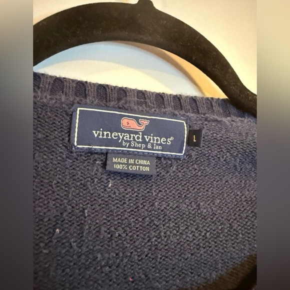 Vineyard Vines USA American Flag Whale 100% Cotton Sweater Navy Women Size Large - Picture 4 of 4